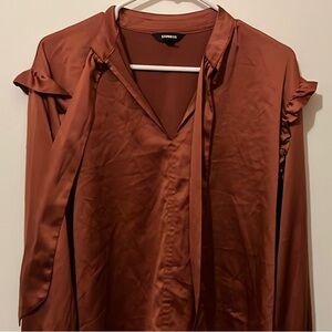 Express Copper Satin Top with neck tie